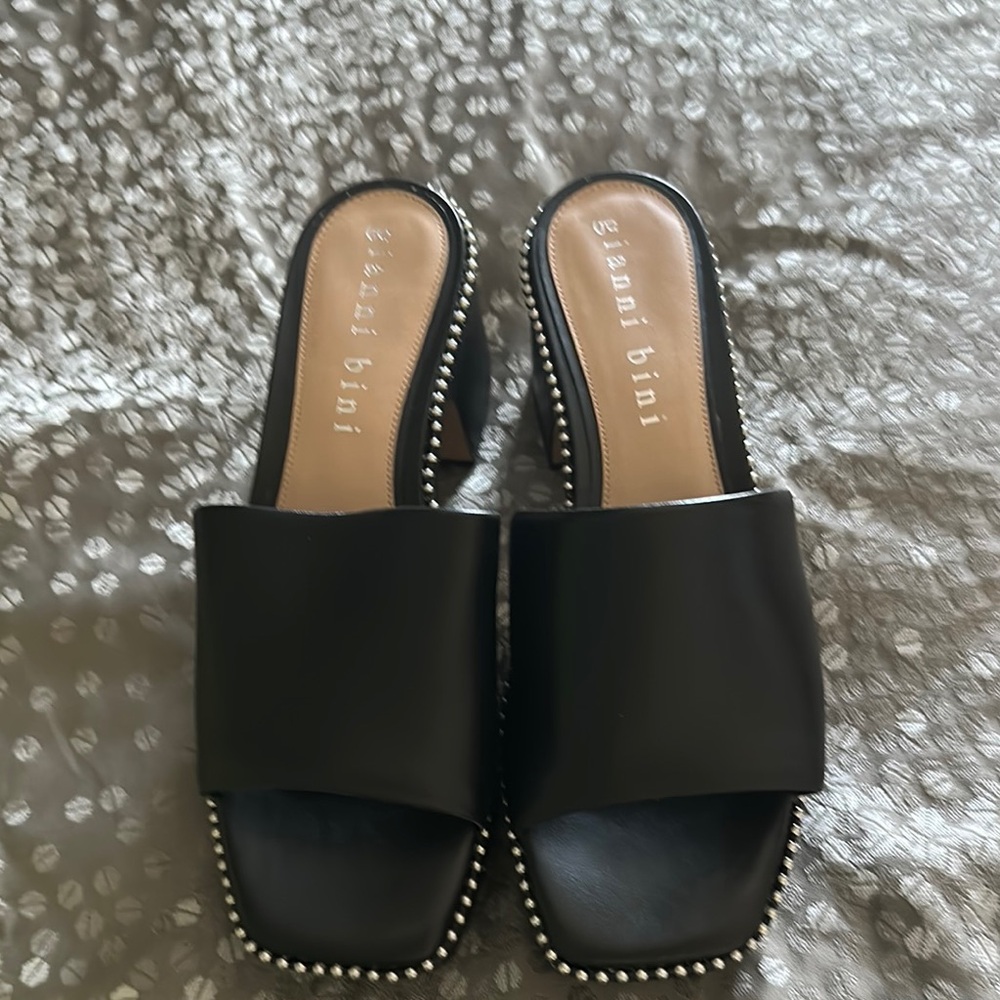 Gianni Bini Black Studded Mules Slip-On